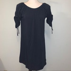 Tie sleeve black dress